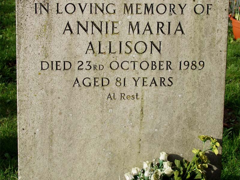 ALLISON Annie Maria died 1989